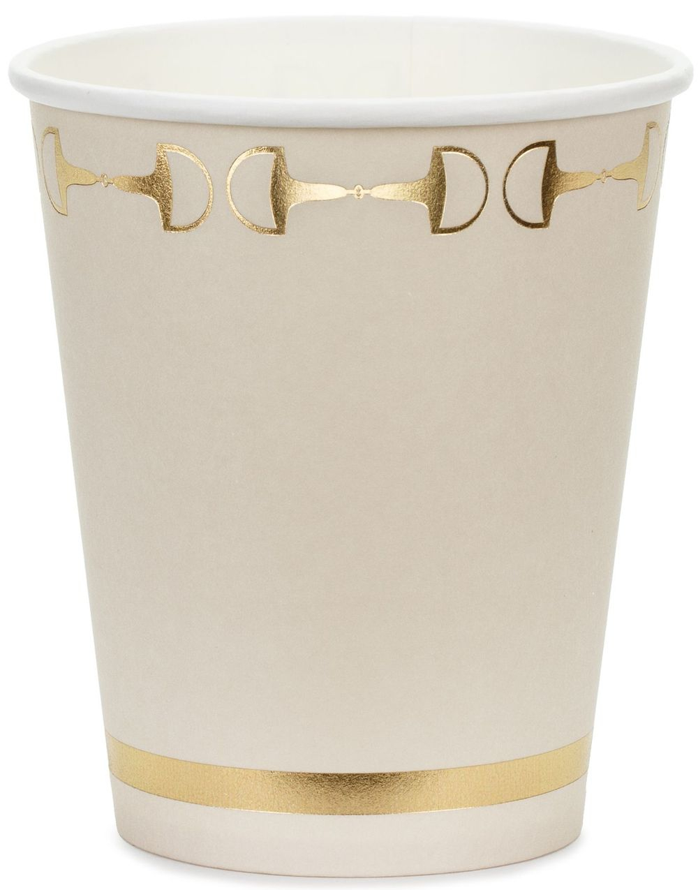 6 stk Beige Pappkrus 220 ml - Gull Stigbøyle Hest