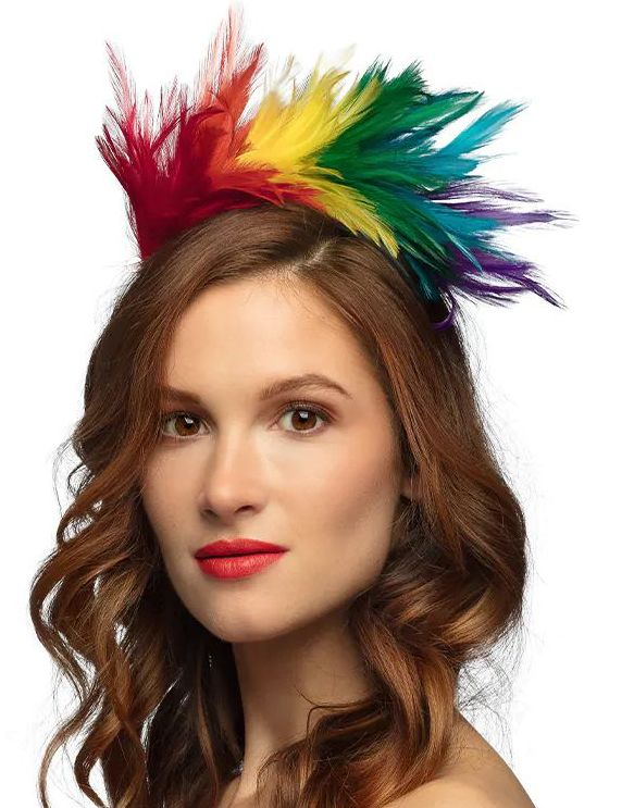 Tiara Coco - Svart Hårbøyle med Fargerike Fjær