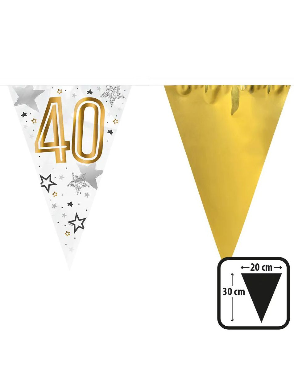 40-år - Stjernemønstret og Gullfarget Banner 6 Meter