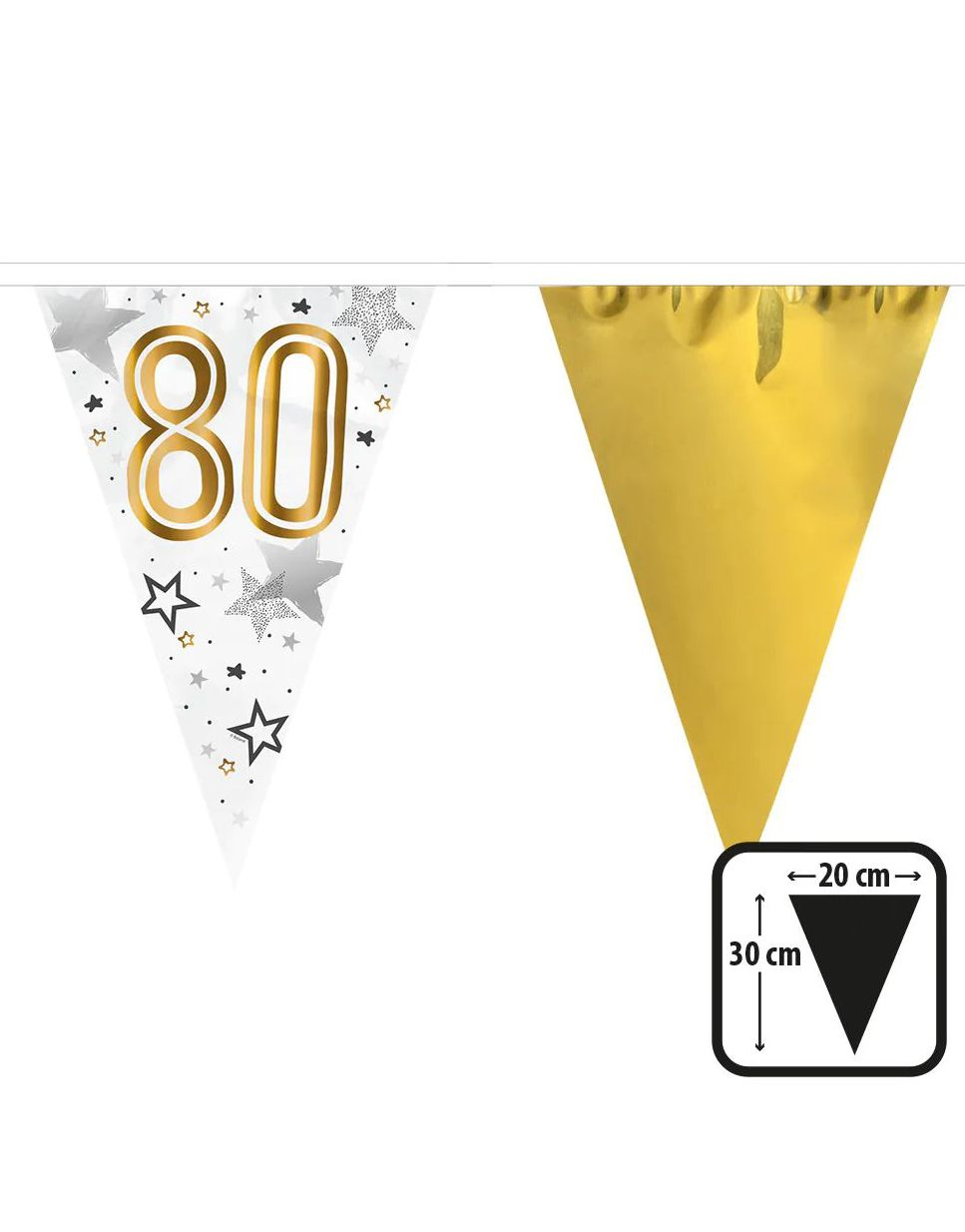 80-år - Stjernemønstret og Gullfarget Banner 6 Meter