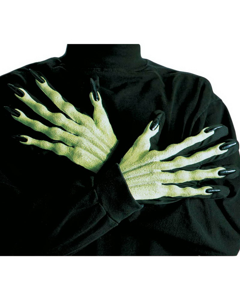 Svarte hansker med Grønne 3D Heksehender