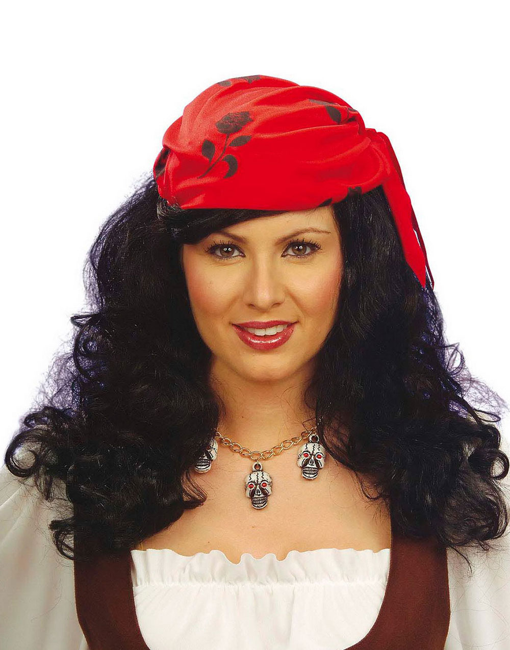 Piratparykk med Hodeskjerf og Krøller - Svart