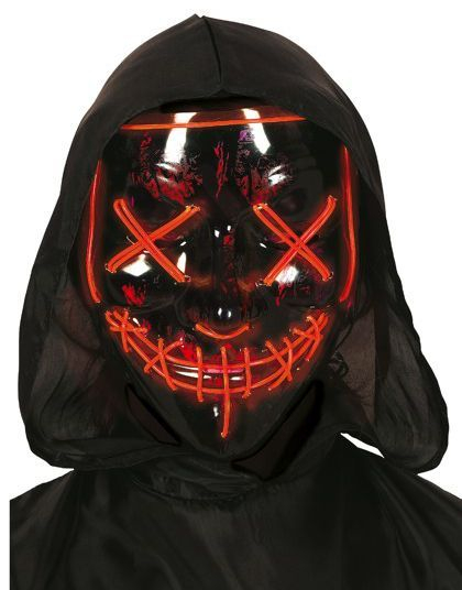 Svart El Wire Maske med Orange LED-Lys