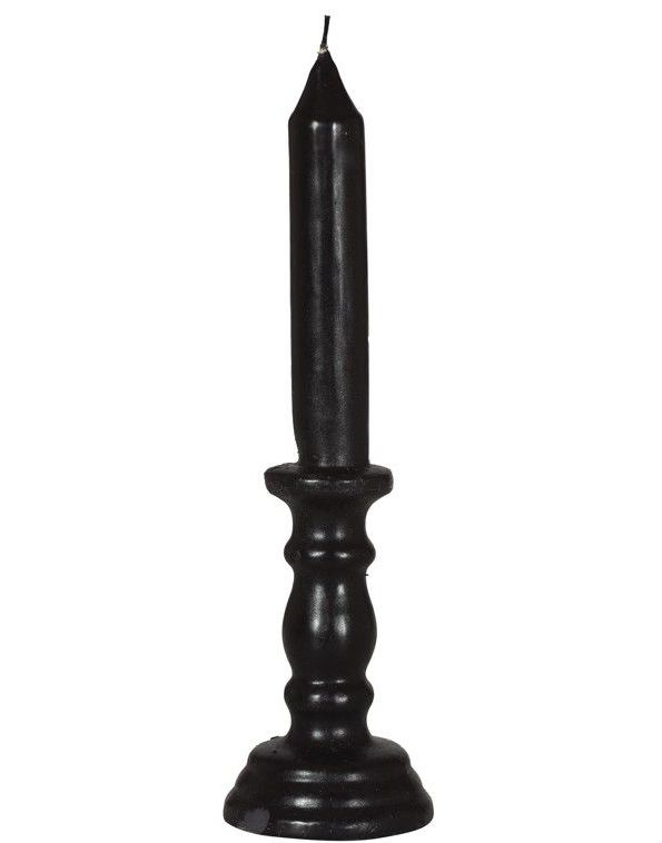 Svart Stearinlys Formet som en Lysestake med Lys - 27 cm