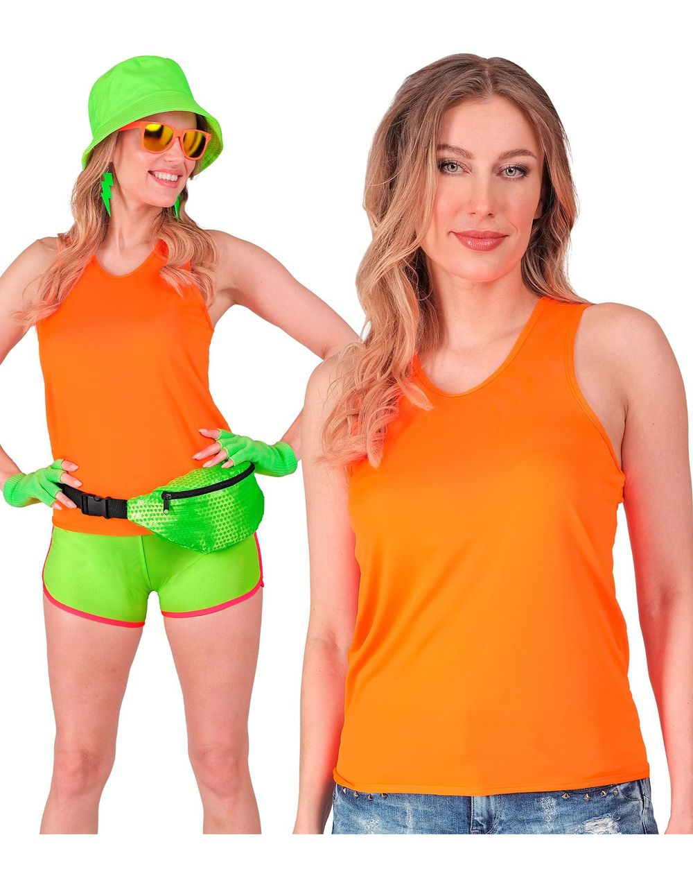 UV Neon Orange Tank Top til Dame