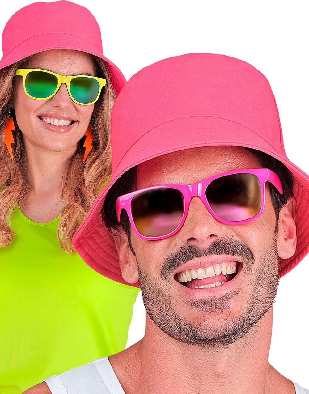 Rosa UV Neon Bøttehatt