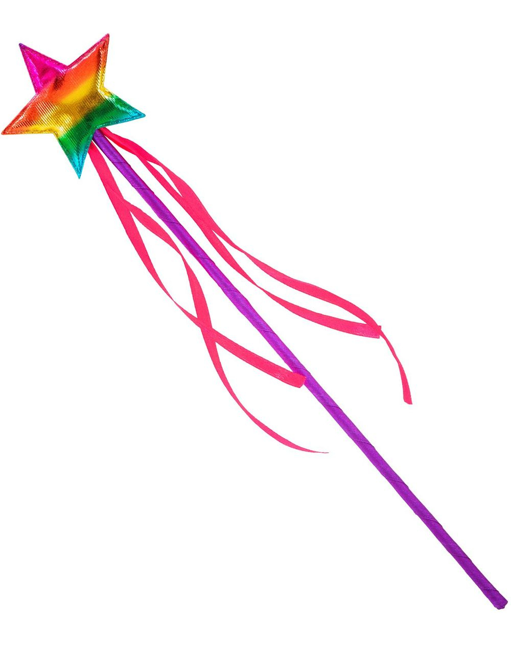 Regnbuefarget Fe-stav/Tryllestav med Stjerne 39,5 cm