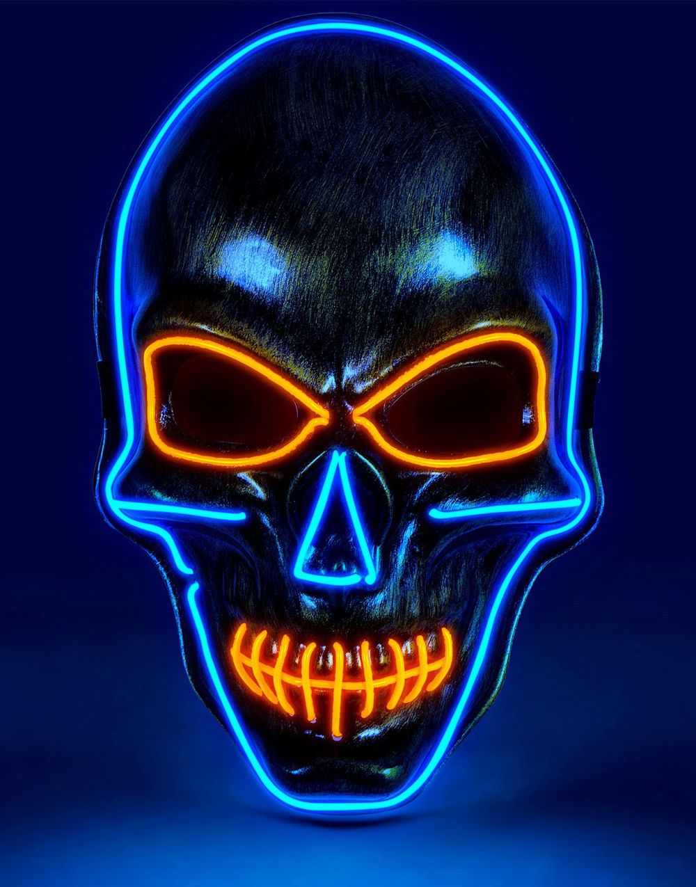 Gyllen Skjelettmaske med Orange og Blått LED-Lys