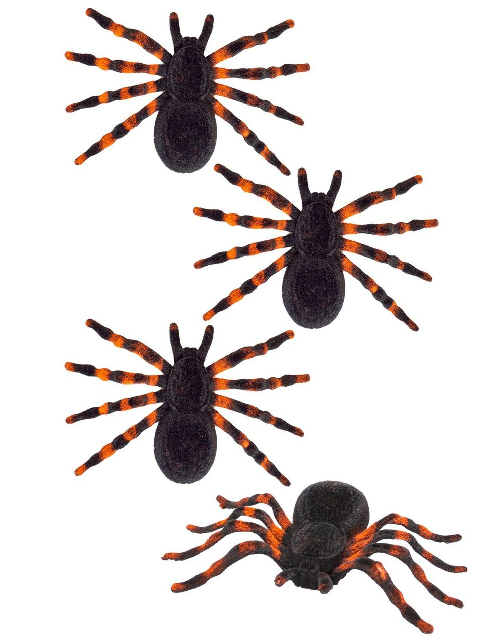 4 stk Orange og Svarte Edderkopper 7x10 cm