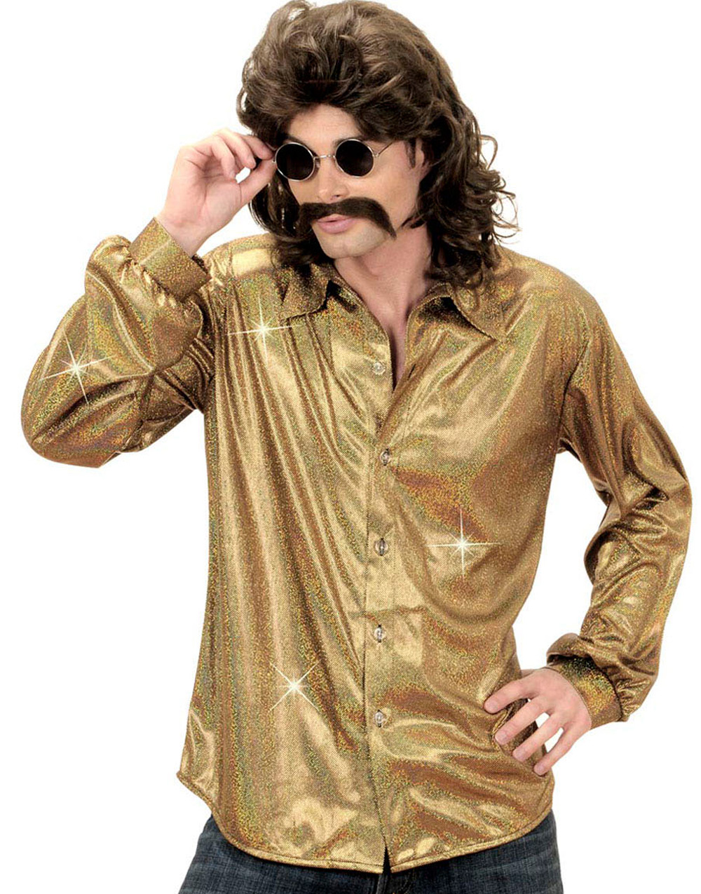 Glitrende Holografisk Skjorte - Gull