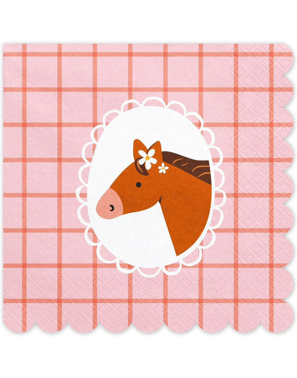 12 stk Rosa Servietter med Hest 33x33 cm