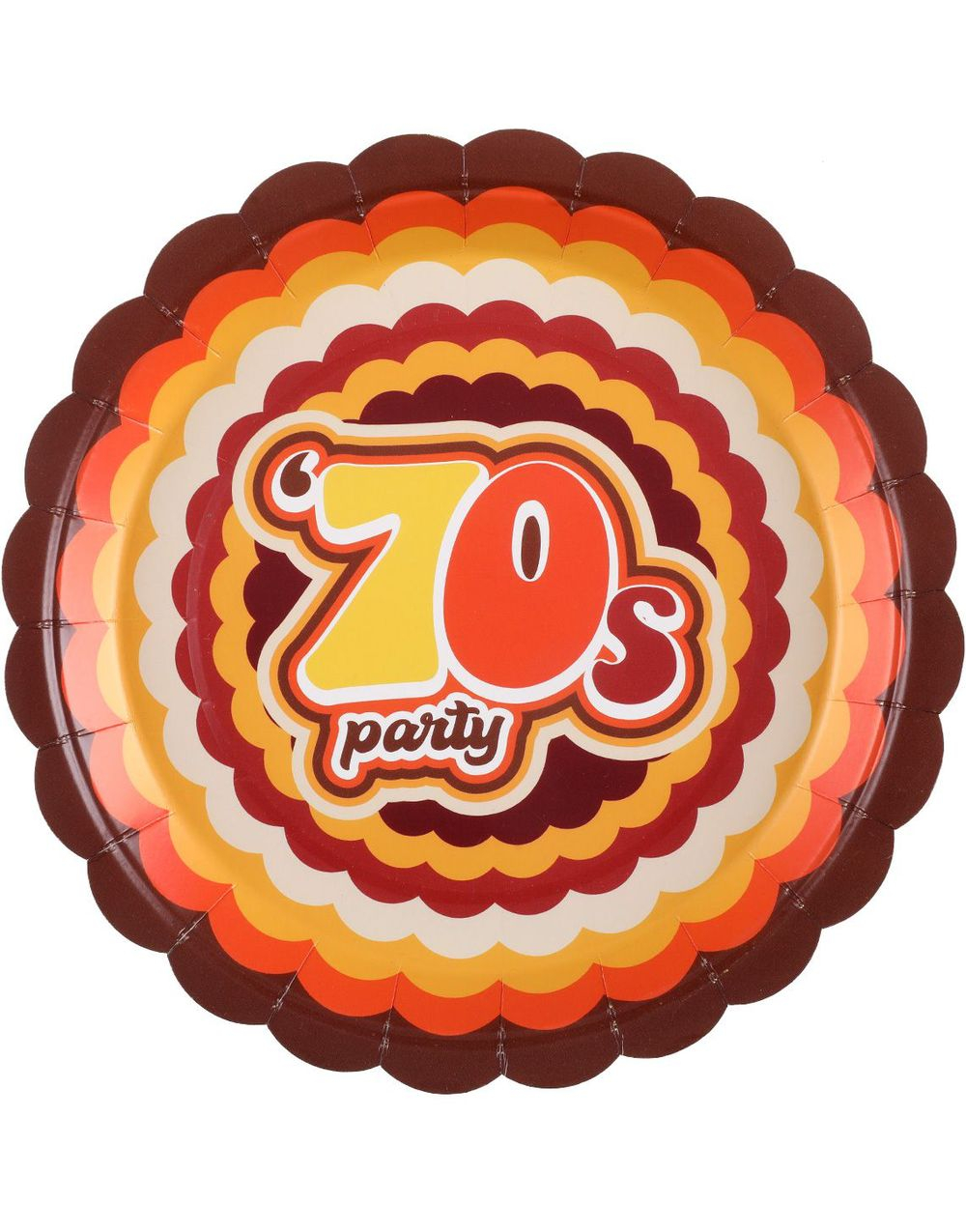 10 stk 70-talls Retro Papptallerkener 23 cm - 70s Party