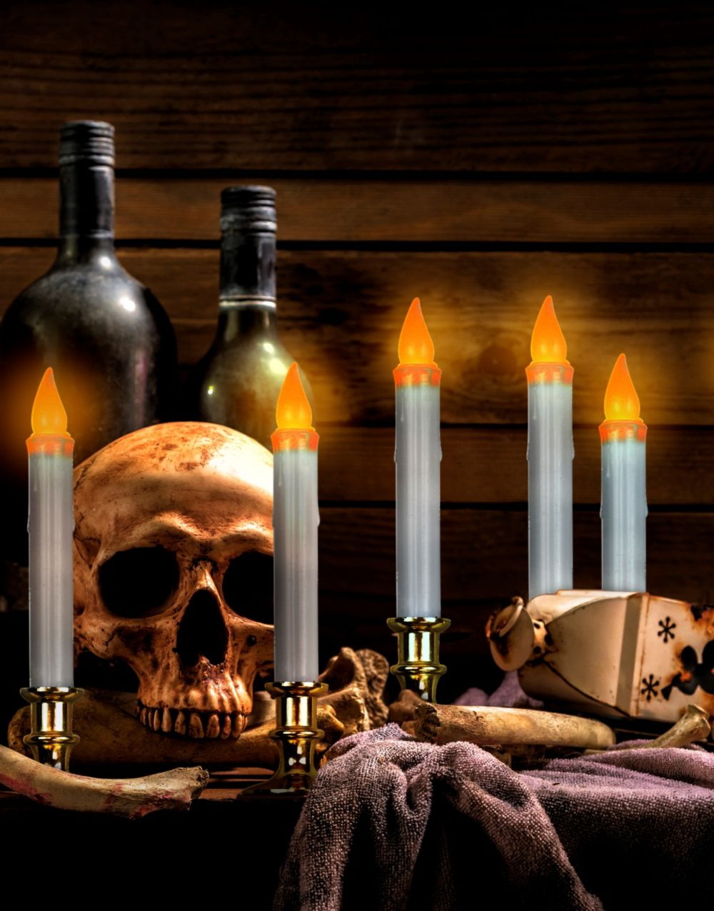 6 stk LED Stearinslys - Flimrende Flamme med Timer