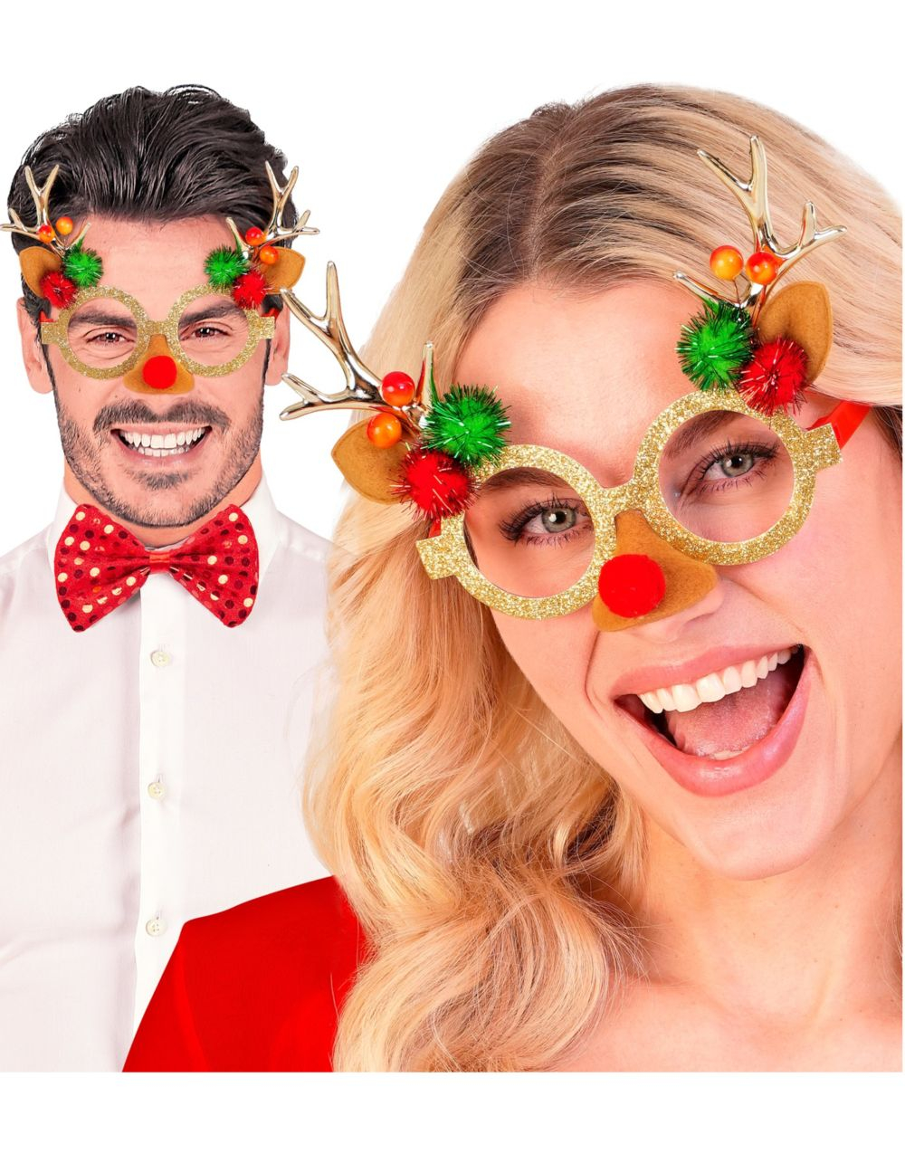 Reinsdyr-Briller med Gullfarget Horn