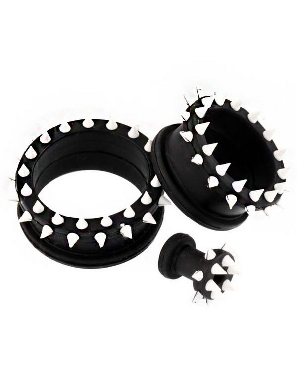 Svart Piercing Tunnel med Hvite Spikes
