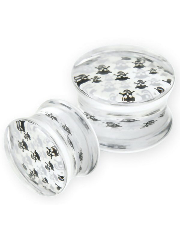 Multi Skulls - Gjennomsiktig Piercing Plugg