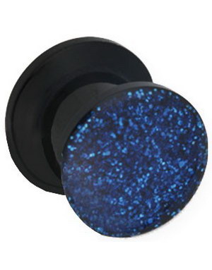 Glitter Away Blue - Svart Piercing Plugg