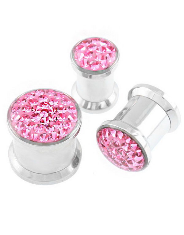 Piercing Plugg Dekorert med Rosa Stener