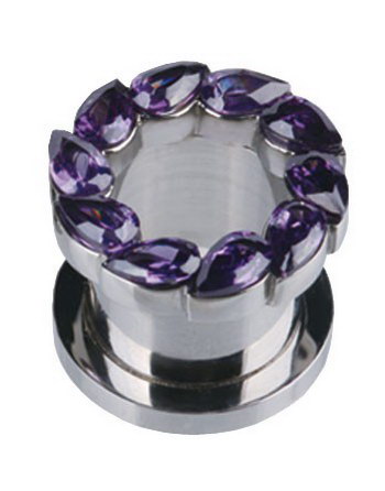 Drip Drop Purple - Sølvfarget Piercing Tunnel