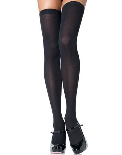 Ensfargede Svarte Strømper - Plus Size