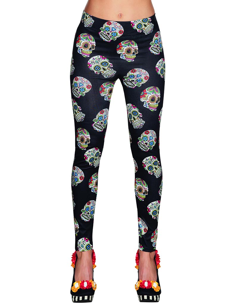 Bilde av Svart Leggings Med Day Of The Dead Motiv