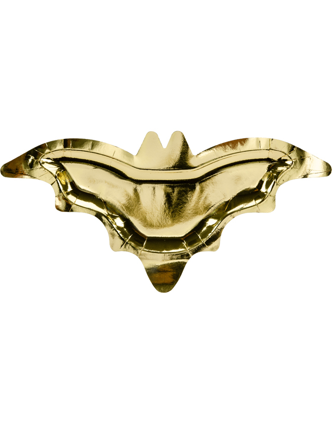 6 stk Gullfargede Flaggermus Papptallerkener 37x18 cm