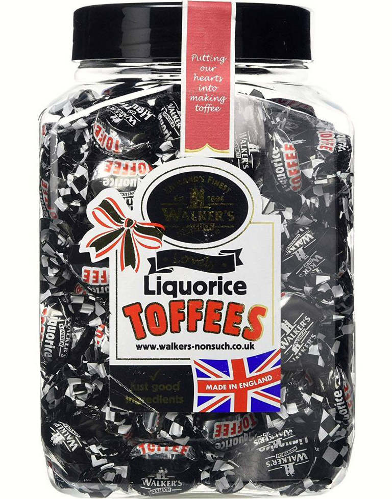 1,25 kg Walkers Liqurice Toffee - Stor boks med lokk