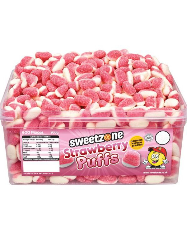 350 stk Sweetzone Strawberry Puffs - Hel Boks 805 gram - Halal Sertifisert