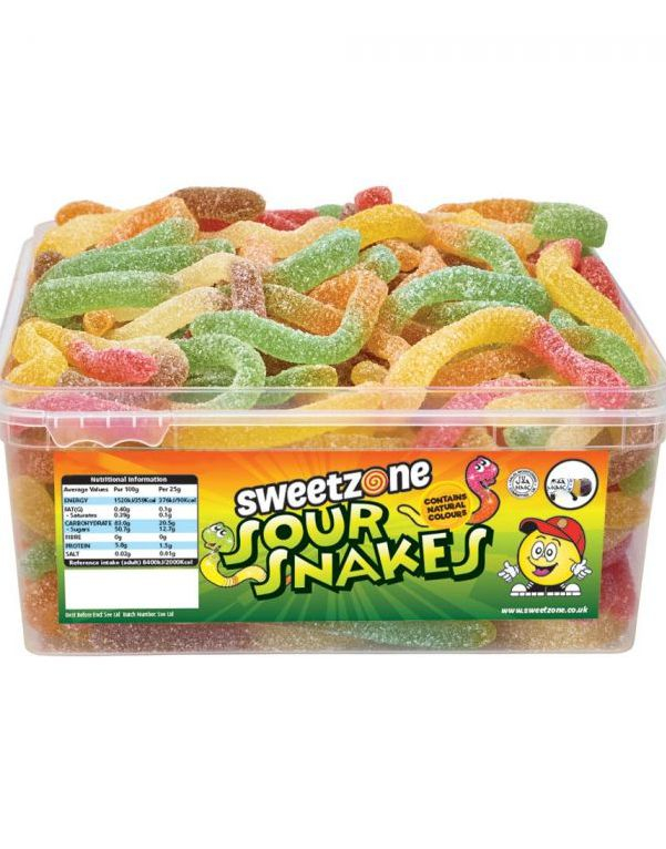 100 stk Sweetzone Sour Snakes - Hel Boks 800 gram