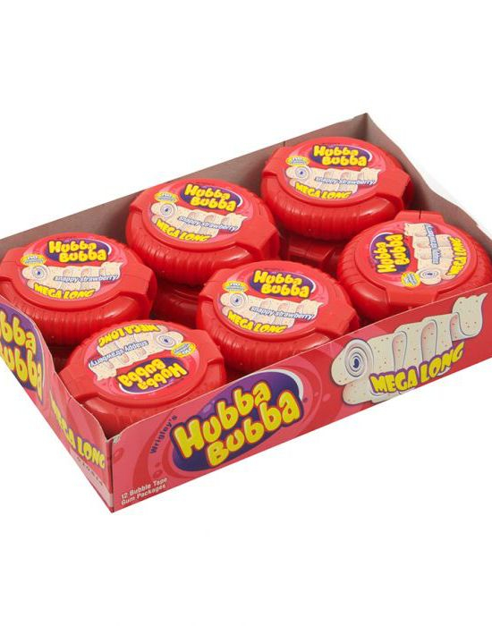 12 stk Hubba Bubba Tyggegummiruller med Snappy Strawberry Smak - Hel eske 672 gram