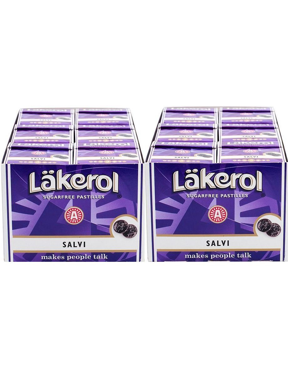 48 stk Läkerol Sugarfree Salvi / Sukkerfrie Pastiller med Salvi-smak - Hel Eske 1200 gram