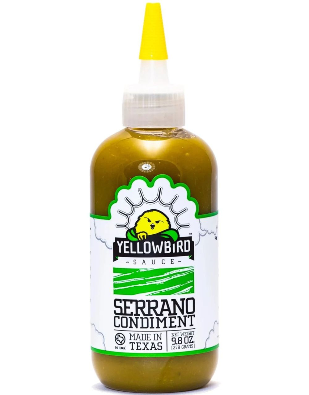 Yellowbird Serrano Pepper Condiment - Sterk Serranosaus med Agurk- og Gulrotbase 278 gram (USA Import)