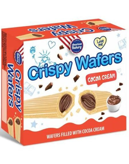 American Bakery Crispy Wafers Cocoa Cream - Kjeksstenger med Kakaokrem 180 g