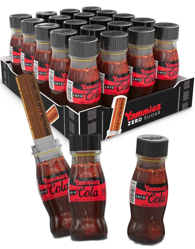 20 stk Yammiez Cola Zero Pop - Kjærlighet i Mini Colaflaske - Hel Eske 450 gram (Sukkerfri)