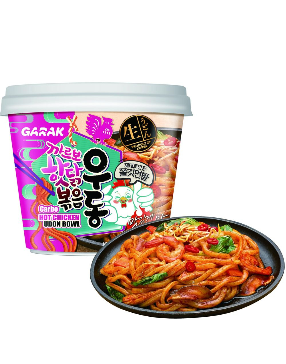 GARAK Carbonara Hot Chicken Flavour Udon Bowl 230 gram (Korea Import)