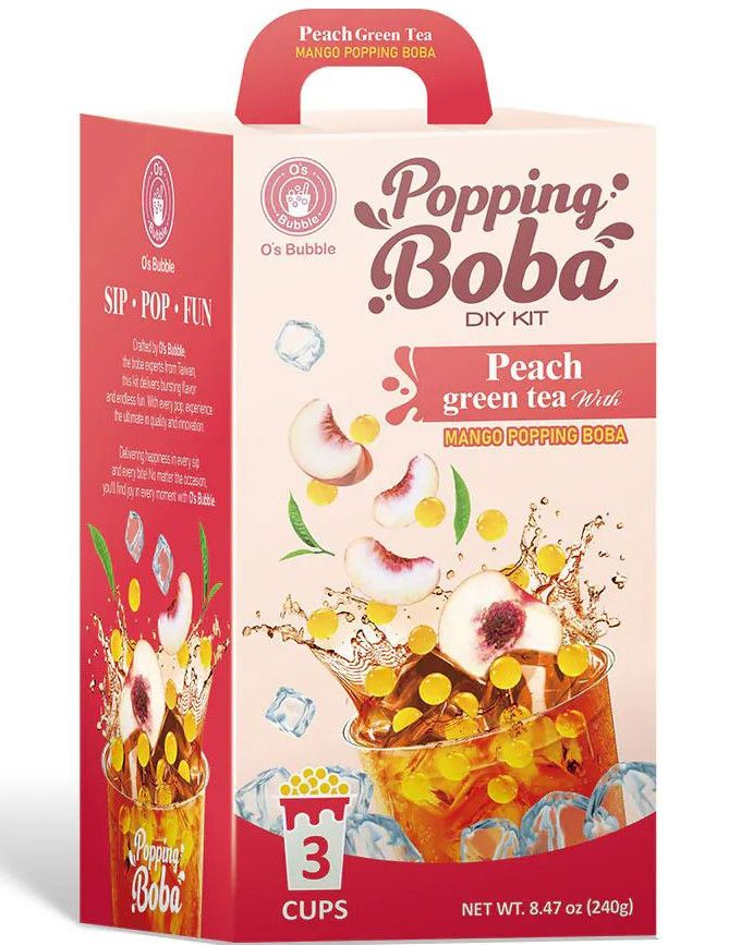 O's Bubble Popping Boba DIY Kit - Fersken og Grønn Te (Taiwan)