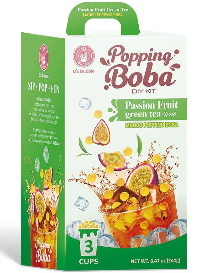 O's Bubble Popping Boba DIY Kit - Pasjonsfrukt og Grønn Te (Taiwan)