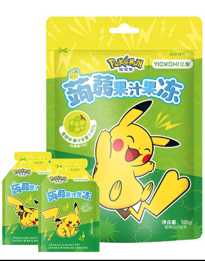 Pokemon Jelly Green Grape Flavour - Gelegodteri med Grønn Druesmak 120 gram