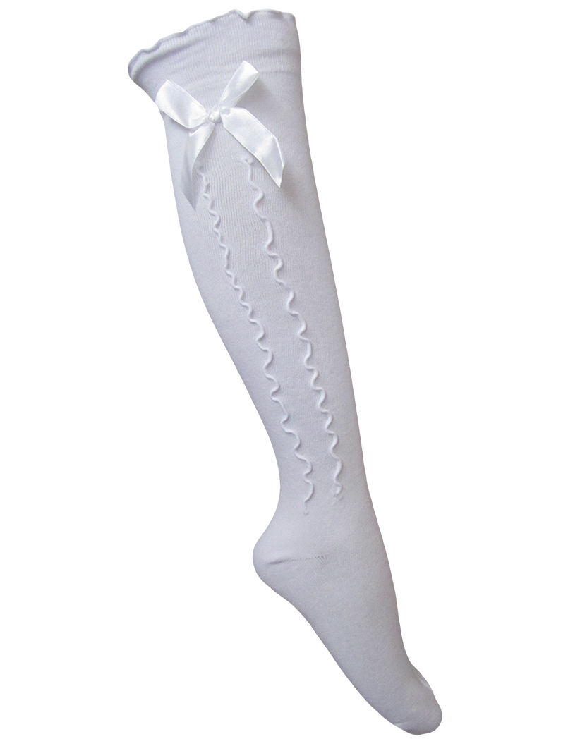 Hvite Oktoberfest Knestrømper med Sløyfer