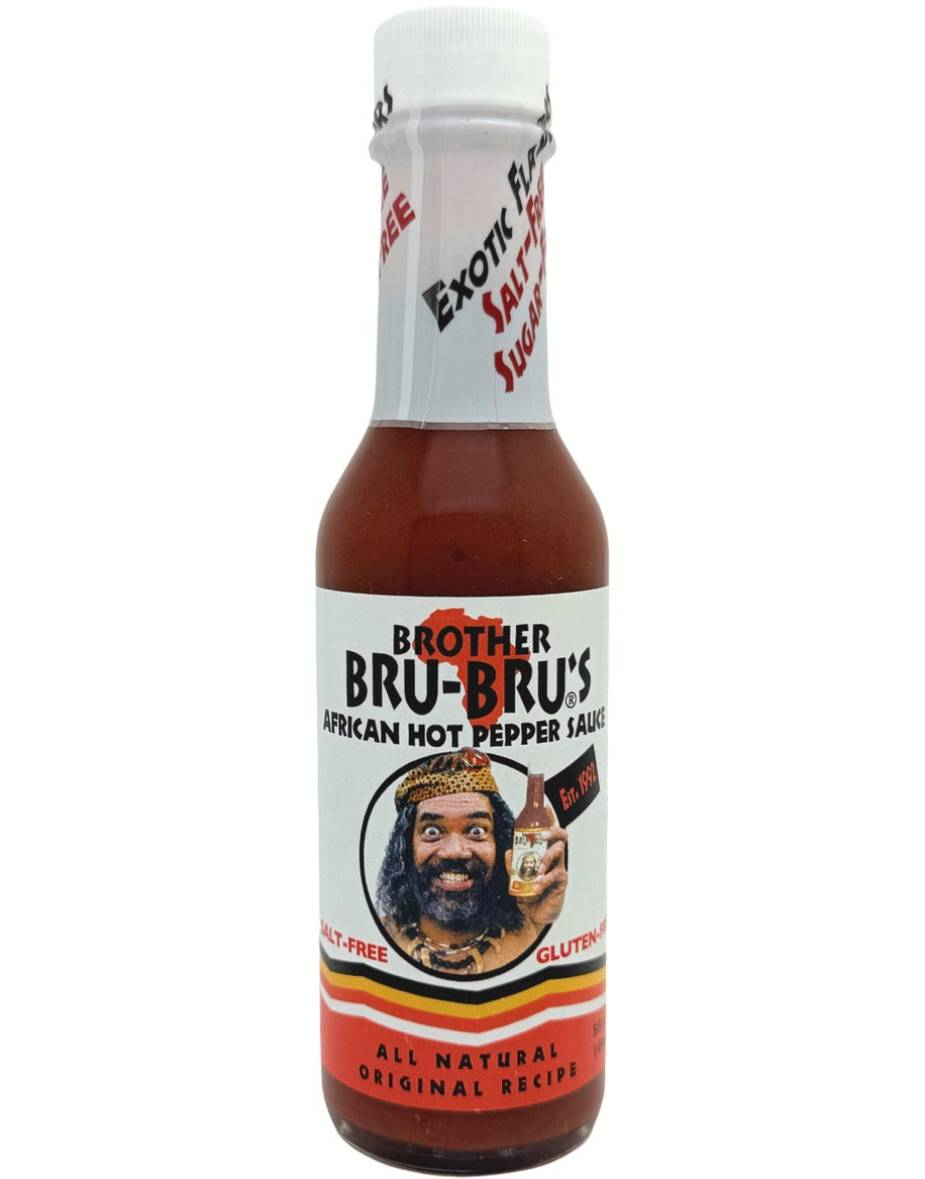 Brother Bru-Bru's African Hot Pepper Sauce - Habanero og Japones Chilisaus med Afrikansk Krydder 149 ml (USA)