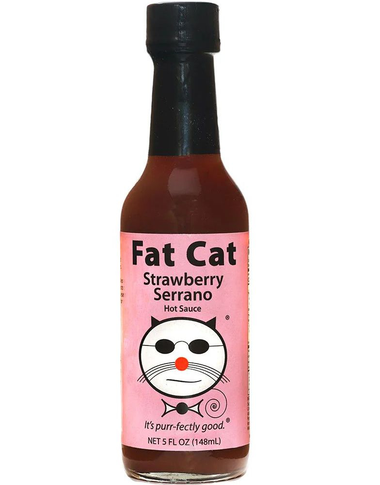 Fat Cat Strawberry Serrano Hot Sauce - Mild Sterk Serrano Chilisaus med Jordbær 148 ml (USA)