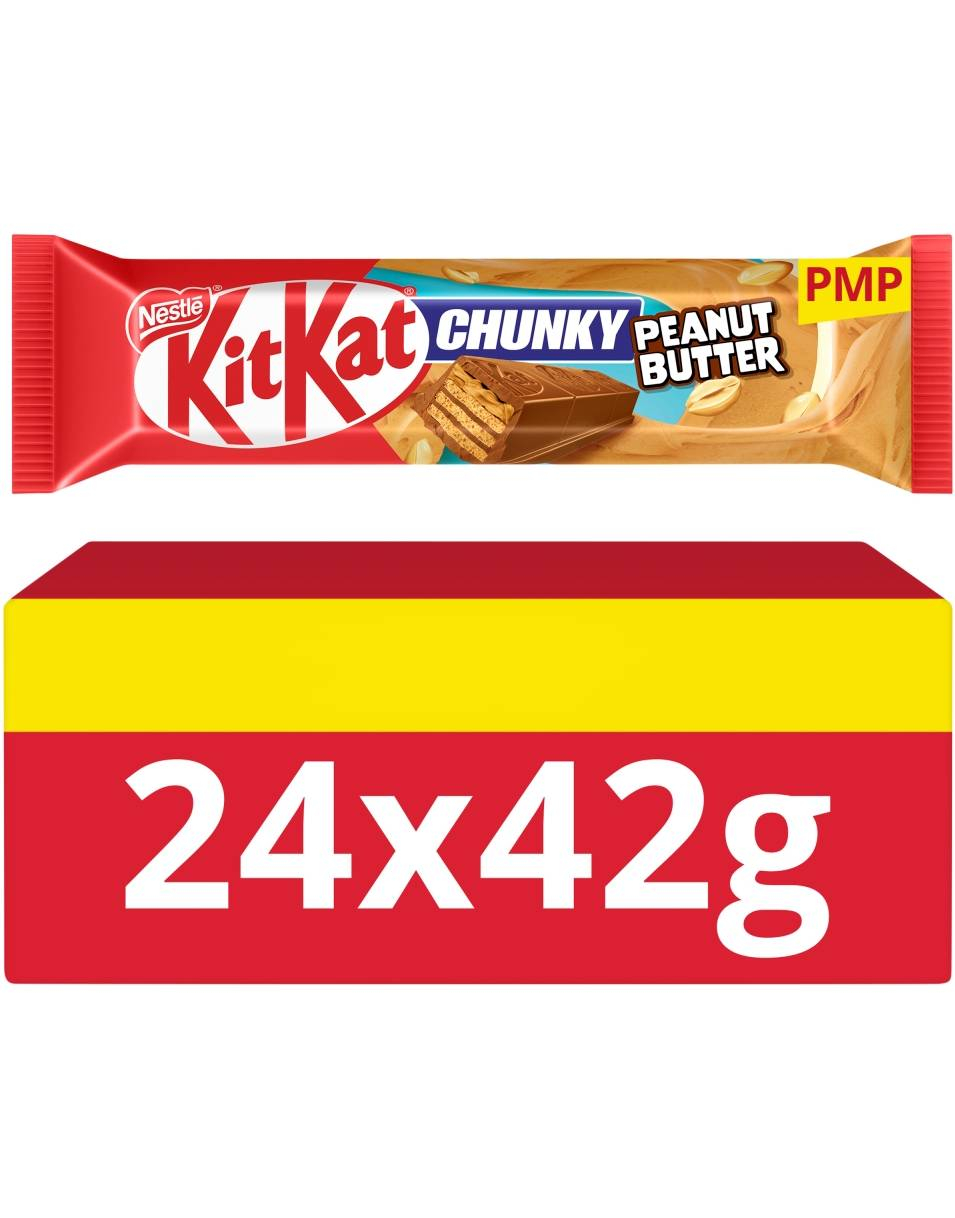 24 stk KitKat Chunky Peanut Butter Sjokolade - Hel Eske 1 kg