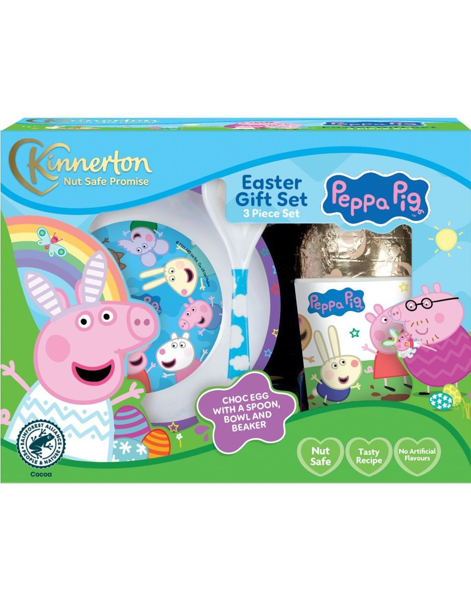 Peppa Gris Påskegavesett - Sjokoladeegg og Frokostsett - Kinnerton