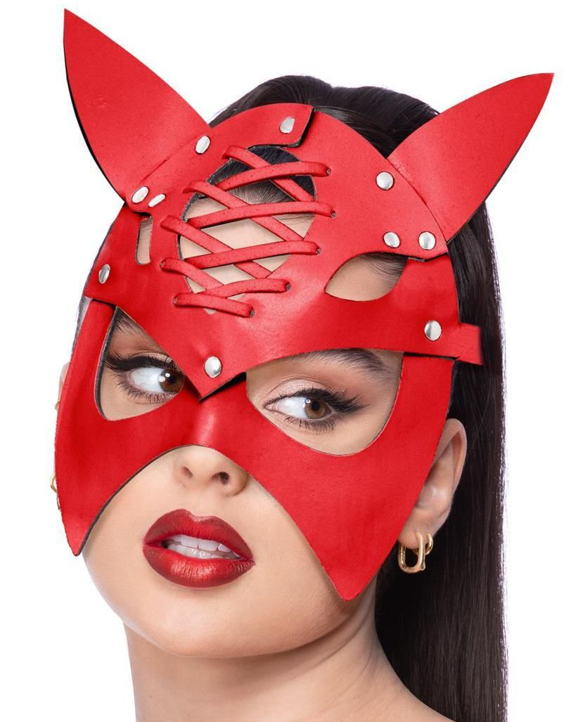 Forførende Rød Djevel Øyemaske med Horn