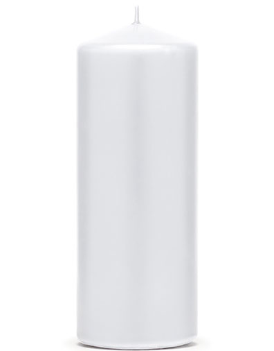Hvitt Kubbelys 12x6 cm
