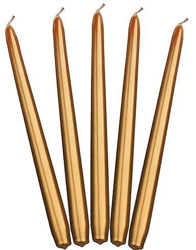 10 stk Gullfarget Metallisk Kronelys 24 cm