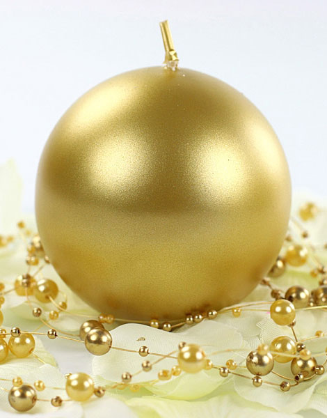 Metallisk Gullfarget Kuleformet Stearinlys 8 cm