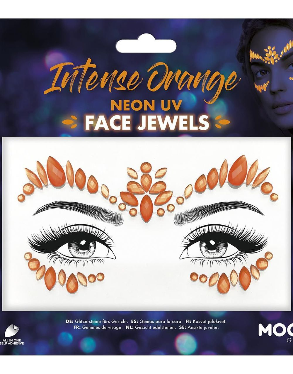 Intense Orange - Neon UV Ansiktsstener / Smykker