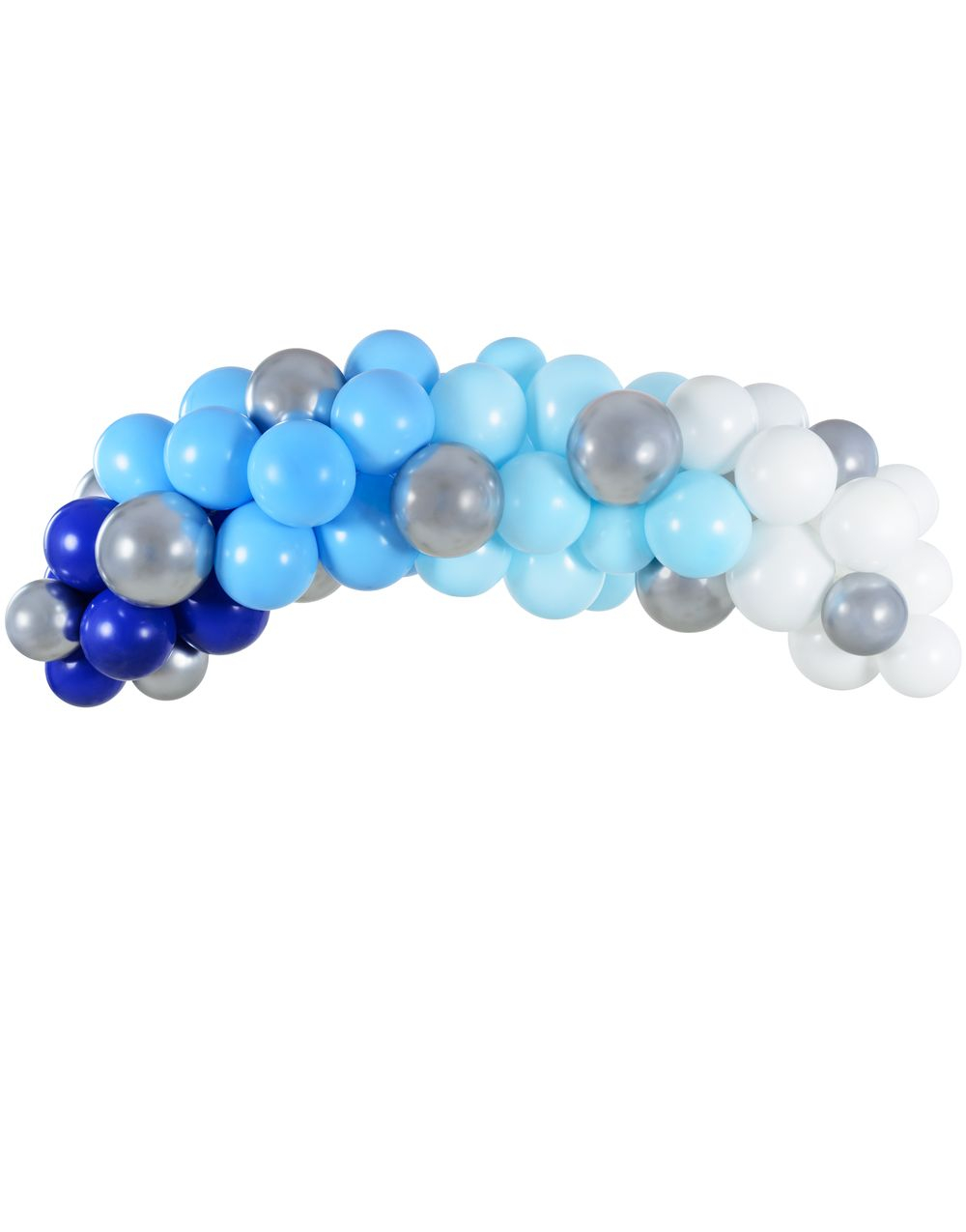 Blå, Hvit og Sølvfarget Ballong Buesett 2 Meter - 61 Deler