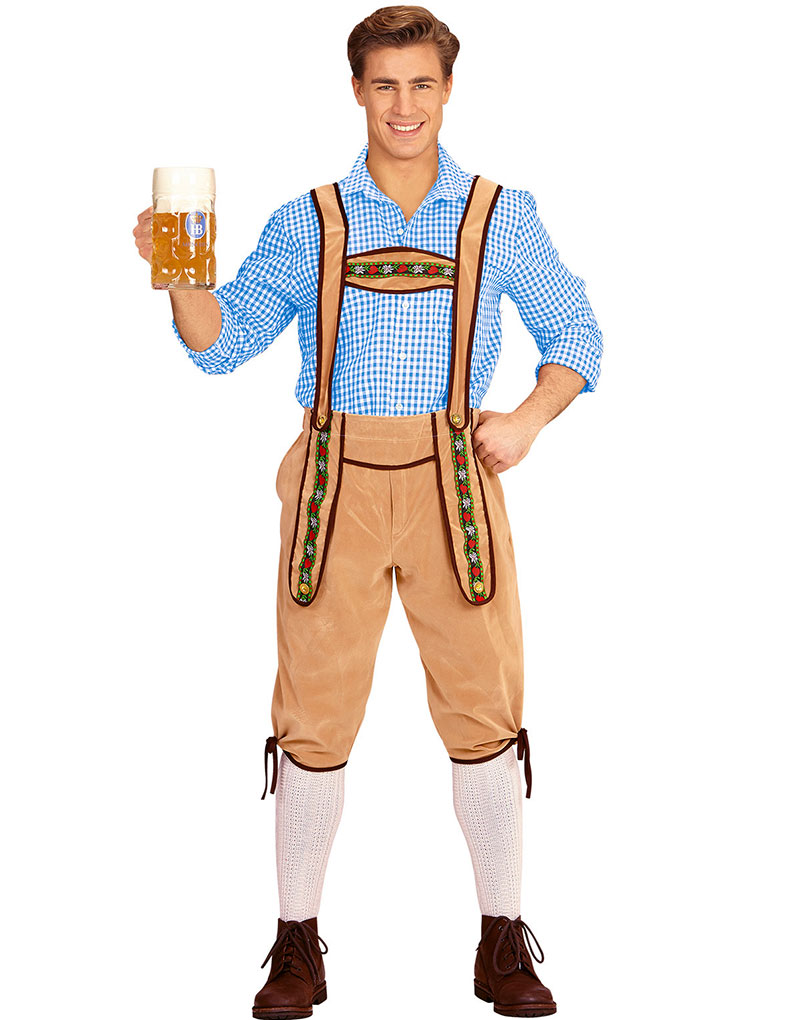 Beige Lederhosen med Seler